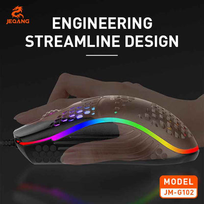 JM-G102 RGB Backlit Optical Wired Honeycomb Mouse for Gaming
