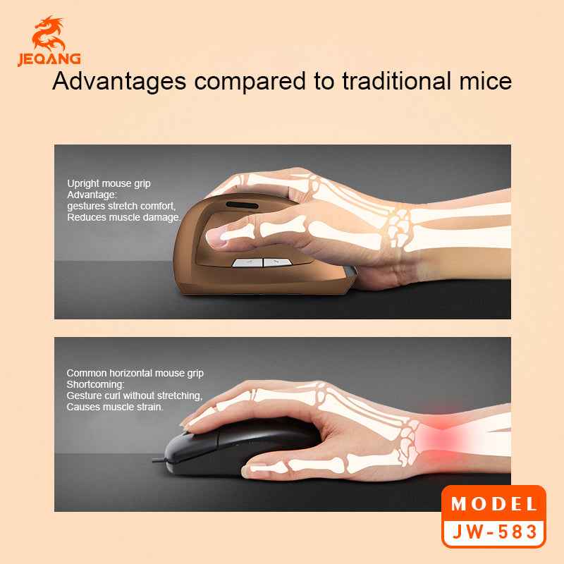 JW-583 2.4G/Bluetooth Wireless Optical Vertical Rechargeable Mouse for Work/Business