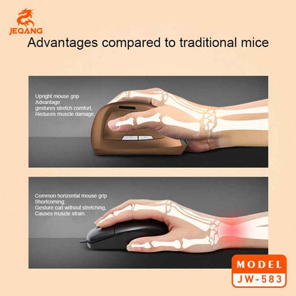 JW-583 2.4G/Bluetooth Wireless Optical Vertical Rechargeable Mouse for Work/Business