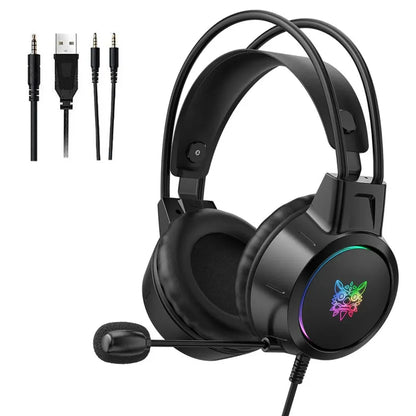 ONIKUMA X15 PRO RGB Gaming Headset – Transparent Light Beam, 50mm Drivers, Noise-Reduction Mic, Wired 3.5mm Gaming Headphones for PC, PS5, PS4, Xbox & Switch