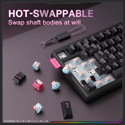 ONIKUMA MT706 2025 Tri-Mode Mechanical Gaming Keyboard – 81-Key RGB PBT Keyboard, Wireless 2.4G, Bluetooth & USB-C Wired