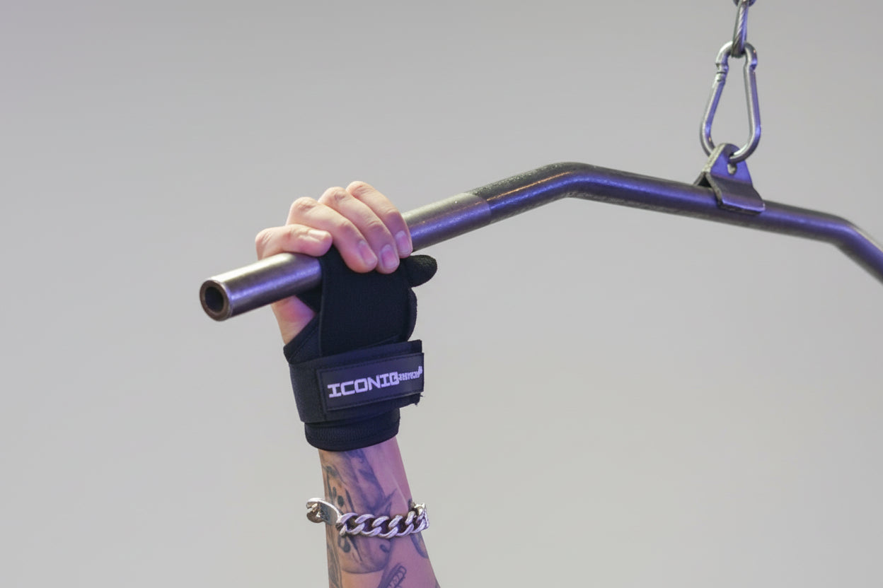 Iconic Strength Genuine Leather Lifting Straps with Embedded Silicone Grip – Heavy-Duty Wrist Support for Deadlifts, Pull-Ups & Strength Training