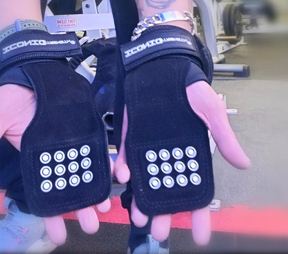 Iconic Strength Genuine Leather Lifting Straps with Embedded Silicone Grip – Heavy-Duty Wrist Support for Deadlifts, Pull-Ups & Strength Training