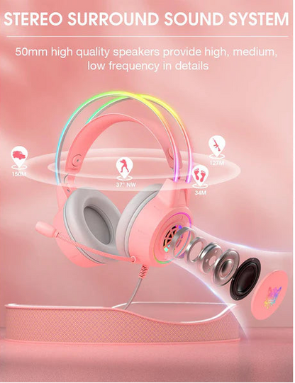 ONIKUMA X15 PRO RGB Gaming Headset – Transparent Light Beam, 50mm Drivers, Noise-Reduction Mic, Wired 3.5mm Gaming Headphones for PC, PS5, PS4, Xbox & Switch