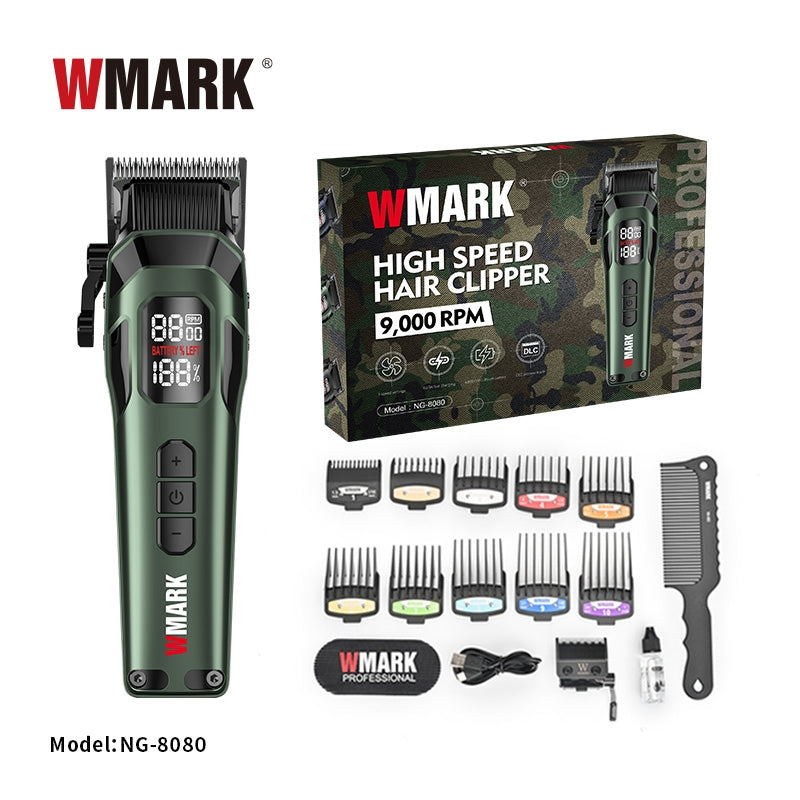 WMARK  NG-8080 Rechargeable Hair Clipper Electric 9000RPM - Stainless Steel Blade, 5 Speeds