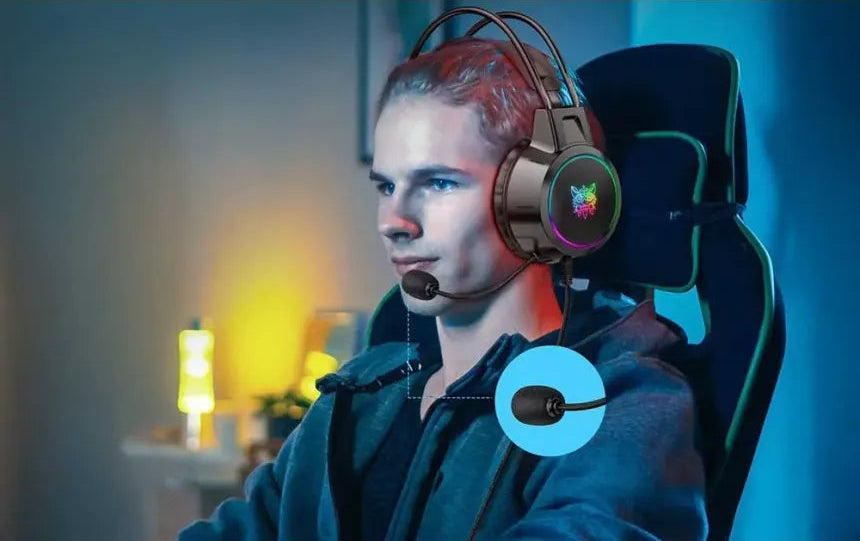 ONIKUMA X15 PRO RGB Gaming Headset – Transparent Light Beam, 50mm Drivers, Noise-Reduction Mic, Wired 3.5mm Gaming Headphones for PC, PS5, PS4, Xbox & Switch