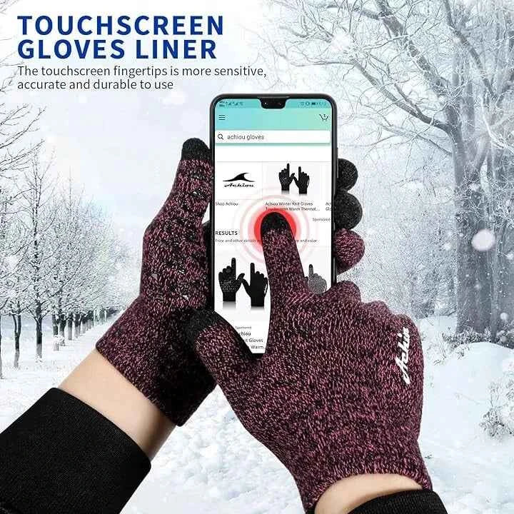 Achiou Winter Gloves- Men Women, Touch Screen Warm Gloves Thermal Soft Lining