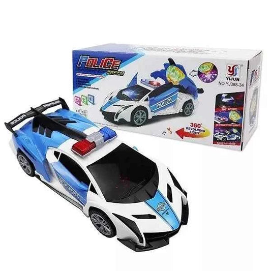 Police Car Transforming Toy Lights Sounds Bump and Go Action for Kids