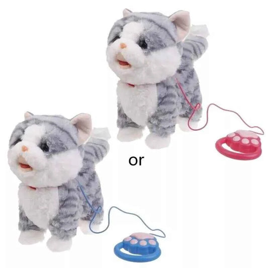 Realistic Walking Cat Singing Toy Electronic Plush Kitten Leash Cats Toy