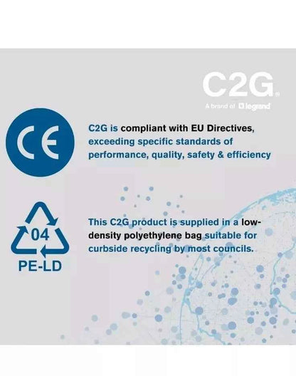 C2G 88513 2 Metre UK Power Cable (IEC320C13 to BS 1363) 6 Foot Kettle Lead