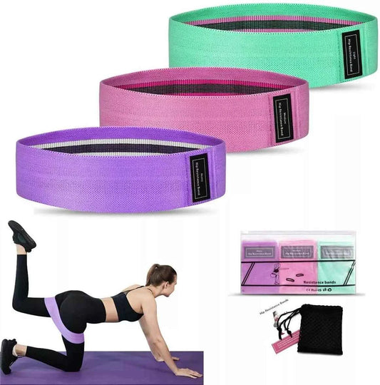 Resistance Bands [Set of 3], Fabric Resistance Hip Bands Set with 3 Resistance with Travel Bag