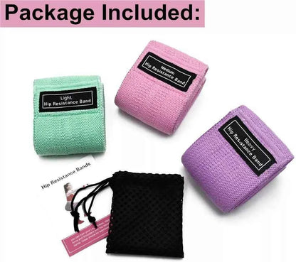 Resistance Bands [Set of 3], Fabric Resistance Hip Bands Set with 3 Resistance with Travel Bag