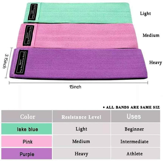 Resistance Bands [Set of 3], Fabric Resistance Hip Bands Set with 3 Resistance with Travel Bag