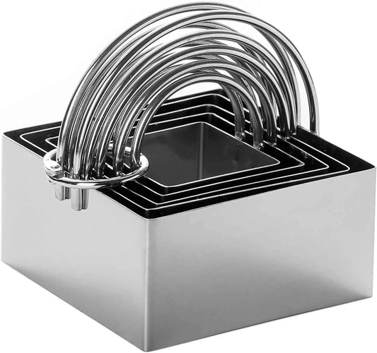 5Pcs Square Cookie Cutters Set Stainless Steel Scone Cutters with Handles