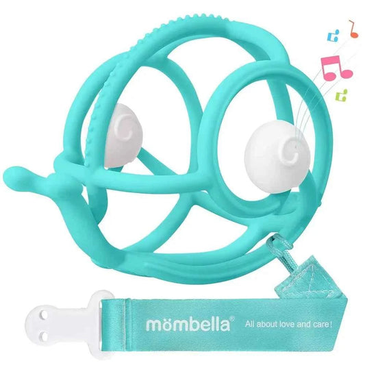 mombella Snail Baby Teething Rattle Toy- 0m+ Bpa Free, 6p Free - Teal