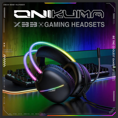 ONIKUMA X33 RGB Gaming Headset – Wired USB-C Headphones with Noise-Cancelling Mic, 50mm Drivers, Surround Sound for PC, PS5, PS4, Xbox & Switch